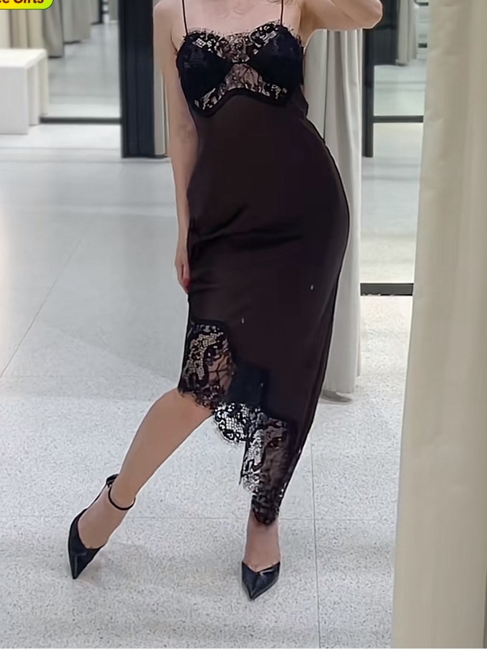 Zara Brown Lace-Trim Slip Dress - Picture 4 of 11